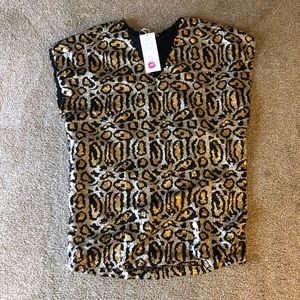 “Buddy love” sequins leopard print box dress.